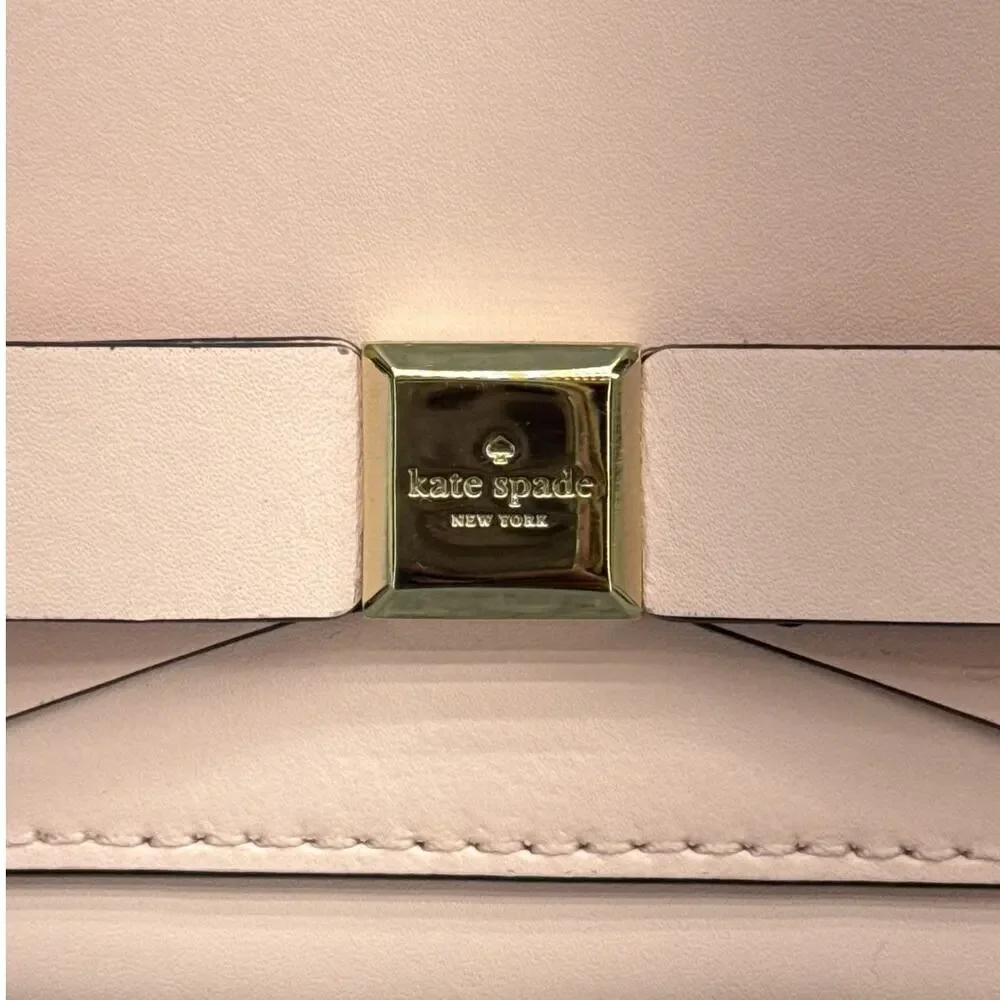 Kate Spade Light Pink Leather Bow Clutch Purse